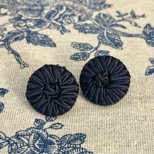 Handmade Vintage Button Earrings Navy Blue